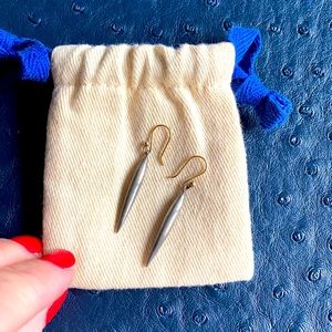 Ted Muehling small brushed silver rice earrings